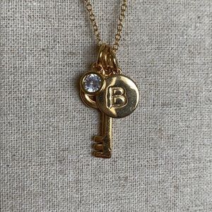 Long Personalized B Gold Necklace
